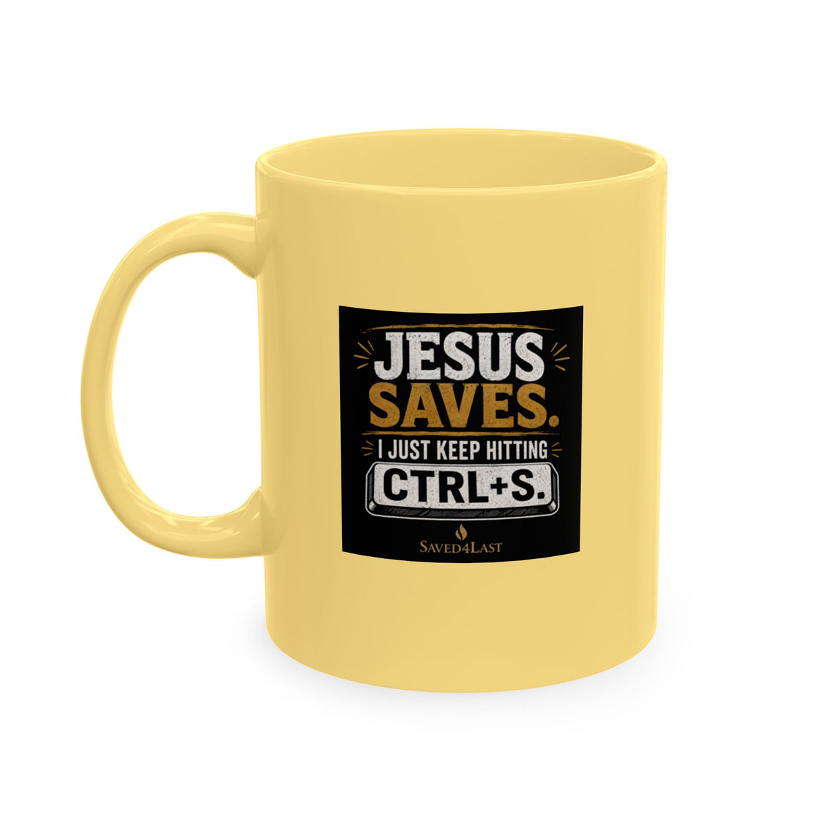 Jesus Saves Logo Ceramic Mug — Branded Coffee Cup