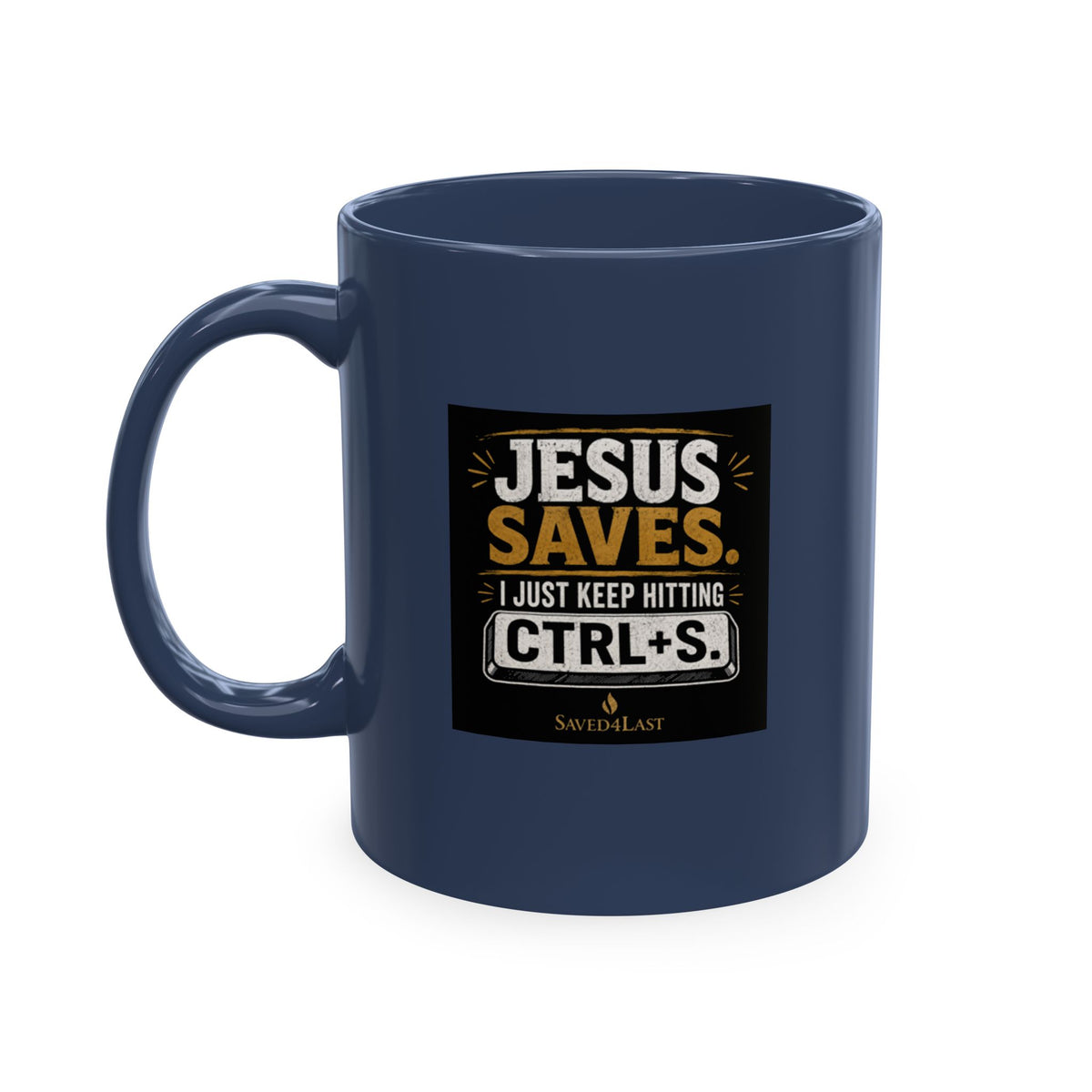 Jesus Saves Logo Ceramic Mug — Branded Coffee Cup