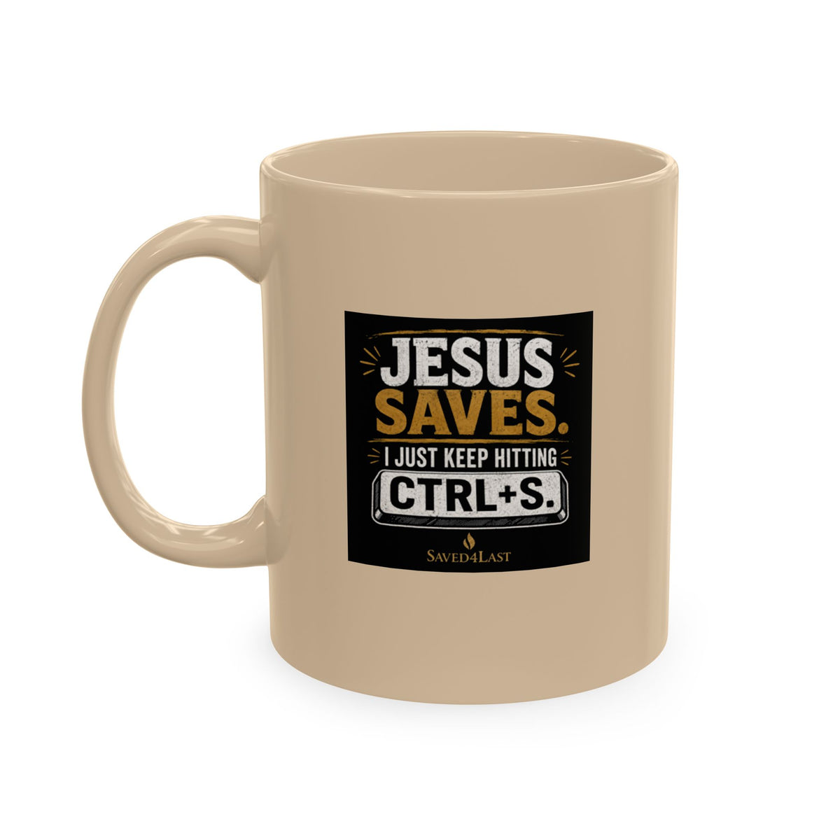 Jesus Saves Logo Ceramic Mug — Branded Coffee Cup
