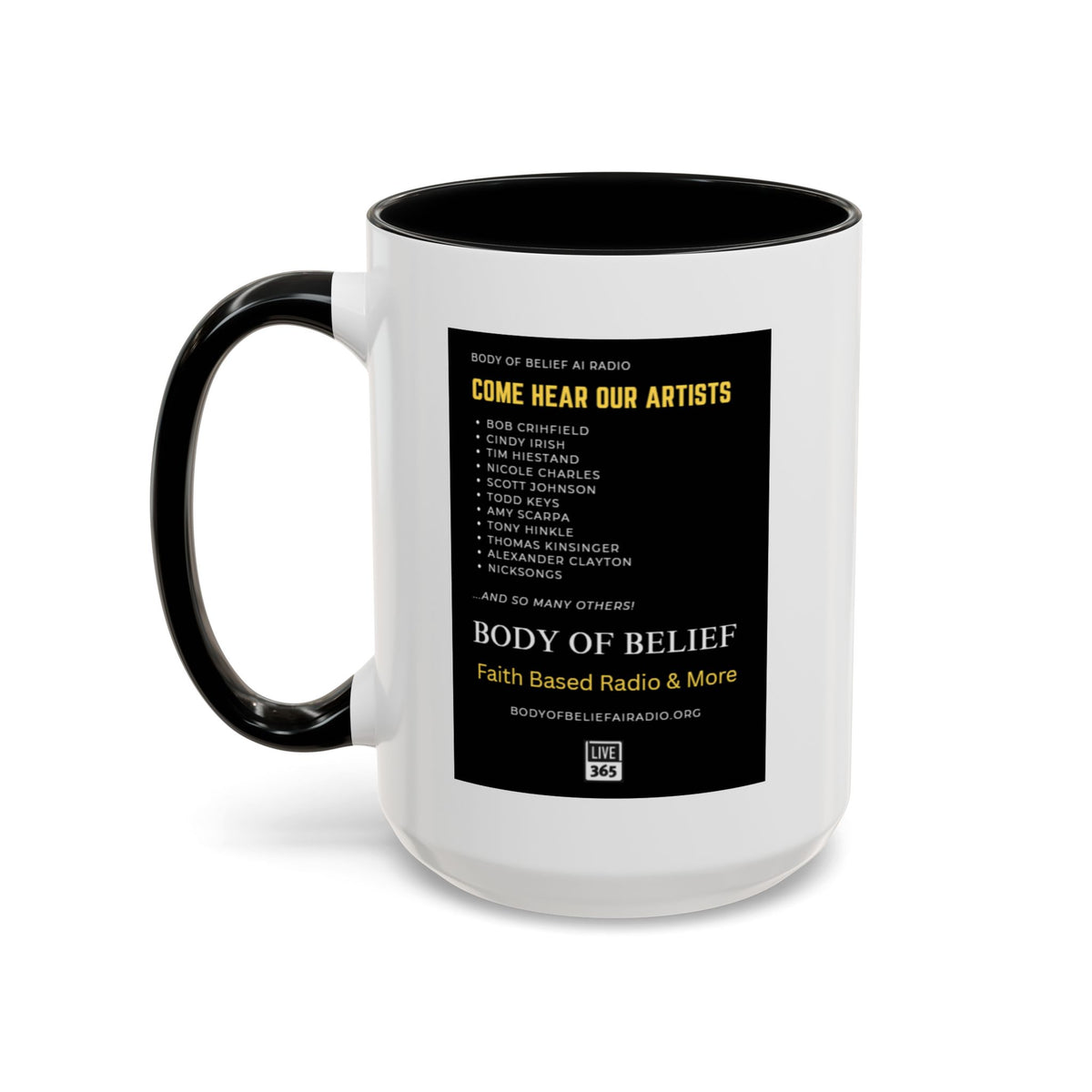 Accent Coffee Mug — "Body of Belief Radio" Gospel Music Ceramic Mug (11/15oz)