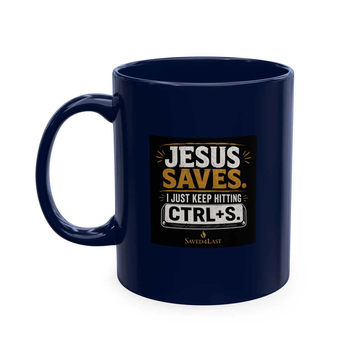 Jesus Saves Logo Ceramic Mug — Branded Coffee Cup