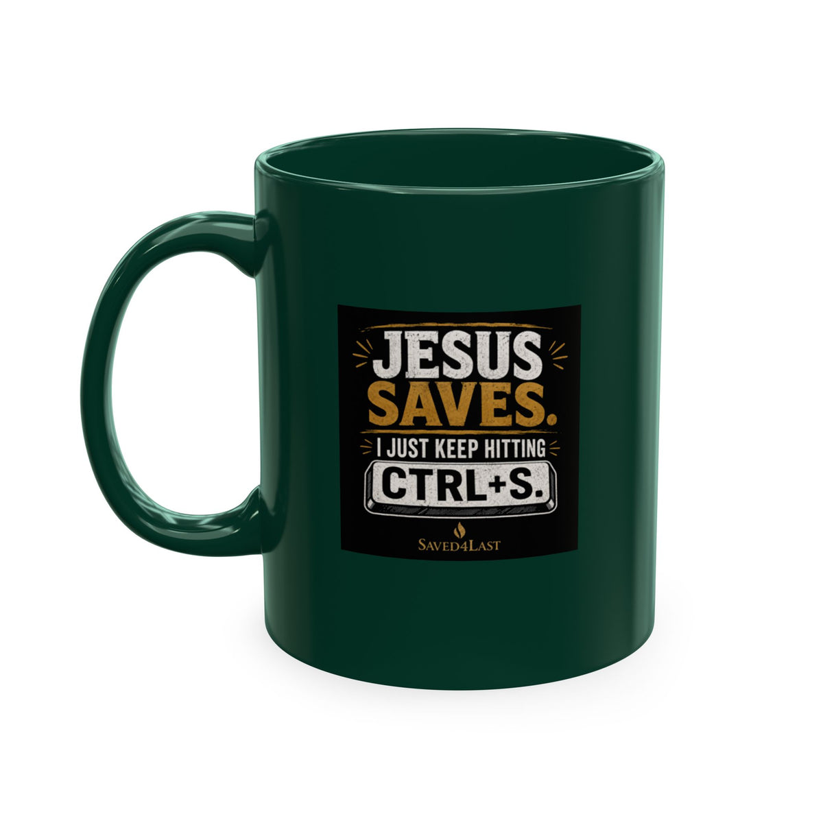Jesus Saves Logo Ceramic Mug — Branded Coffee Cup