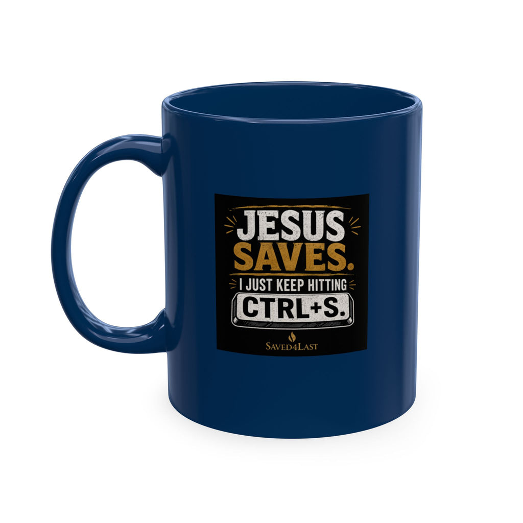 Jesus Saves Logo Ceramic Mug — Branded Coffee Cup