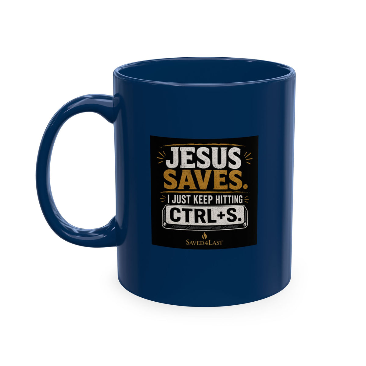 Jesus Saves Logo Ceramic Mug — Branded Coffee Cup