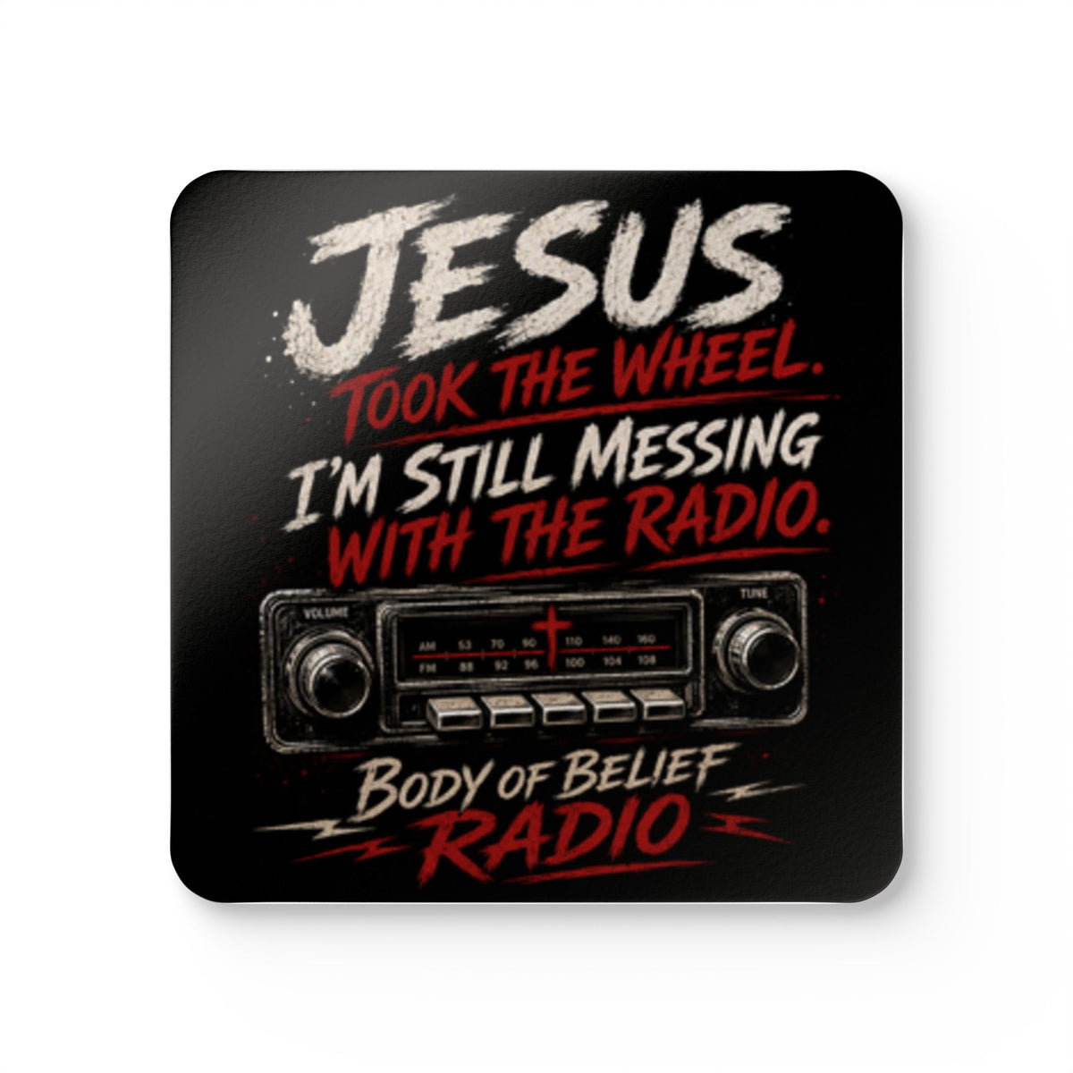 Jesus Took the Wheel Corkwood Coaster Set