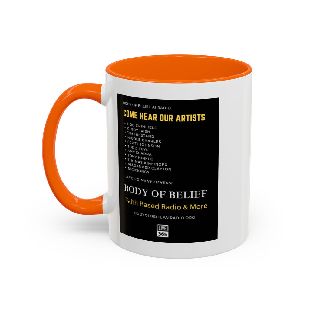 Accent Coffee Mug — "Body of Belief Radio" Gospel Music Ceramic Mug (11/15oz)