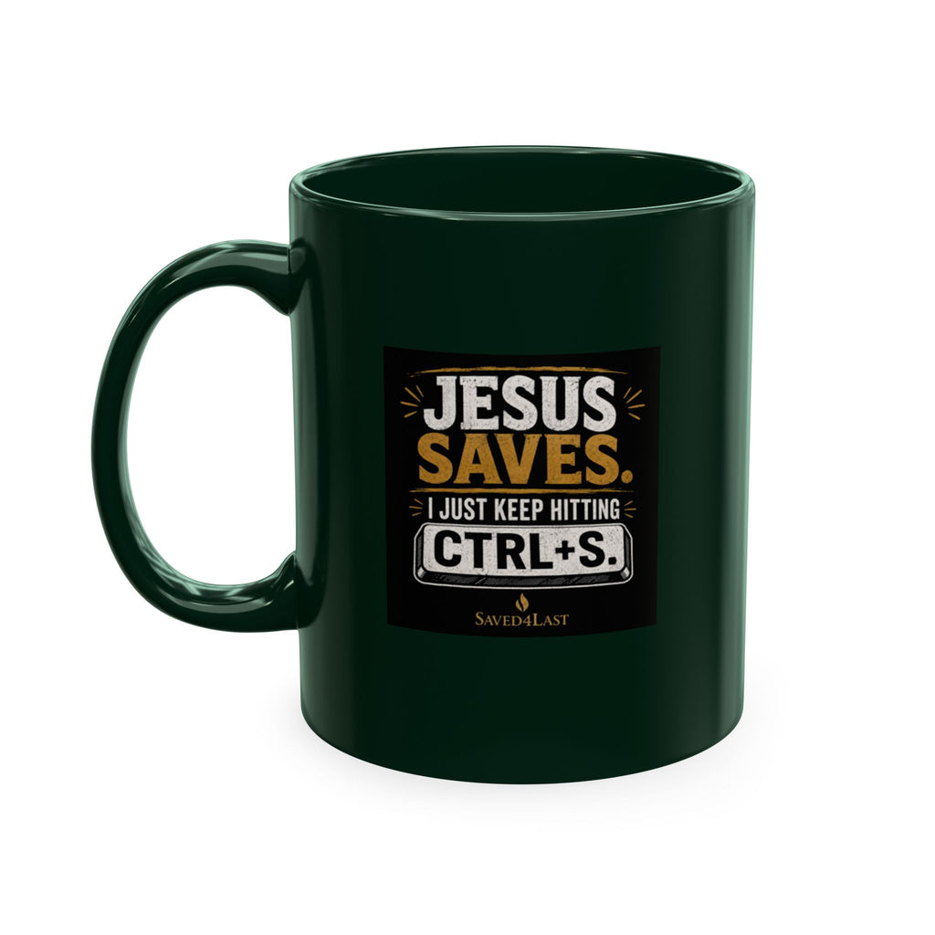 Jesus Saves Logo Ceramic Mug — Branded Coffee Cup