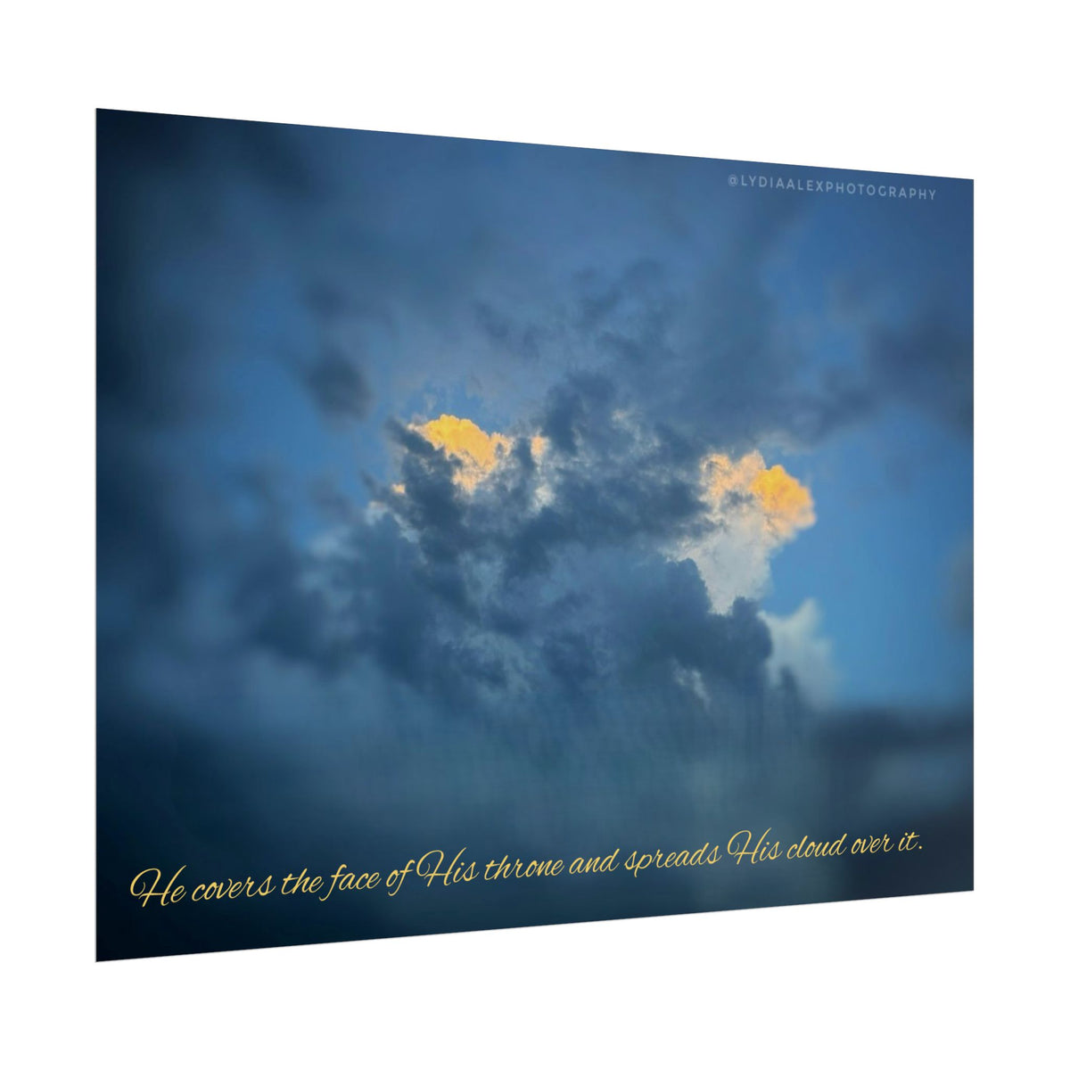 Rolled Poster — Lydia Alex Photography Sunlit Cloud with Scripture Text