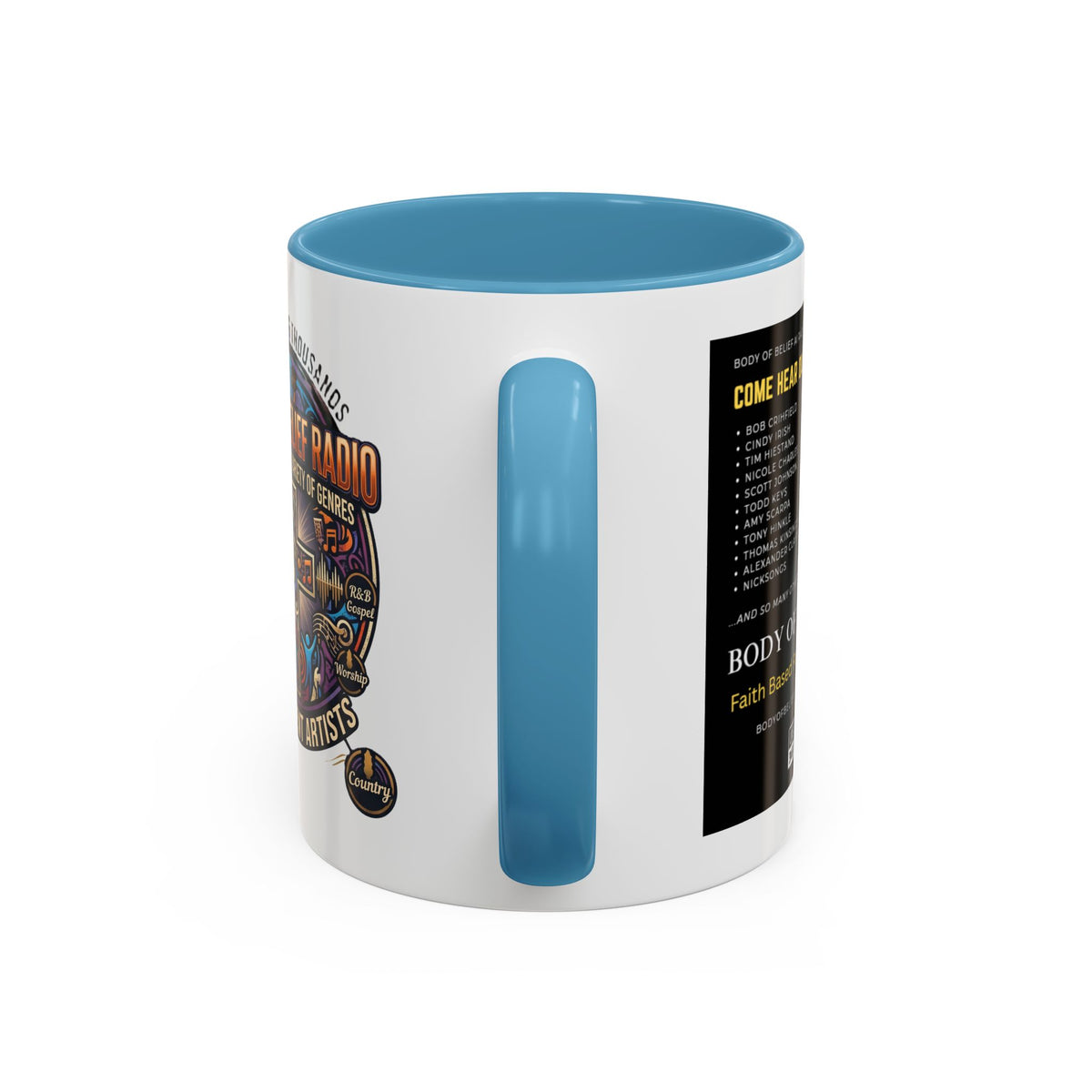 Accent Coffee Mug — "Body of Belief Radio" Gospel Music Ceramic Mug (11/15oz)