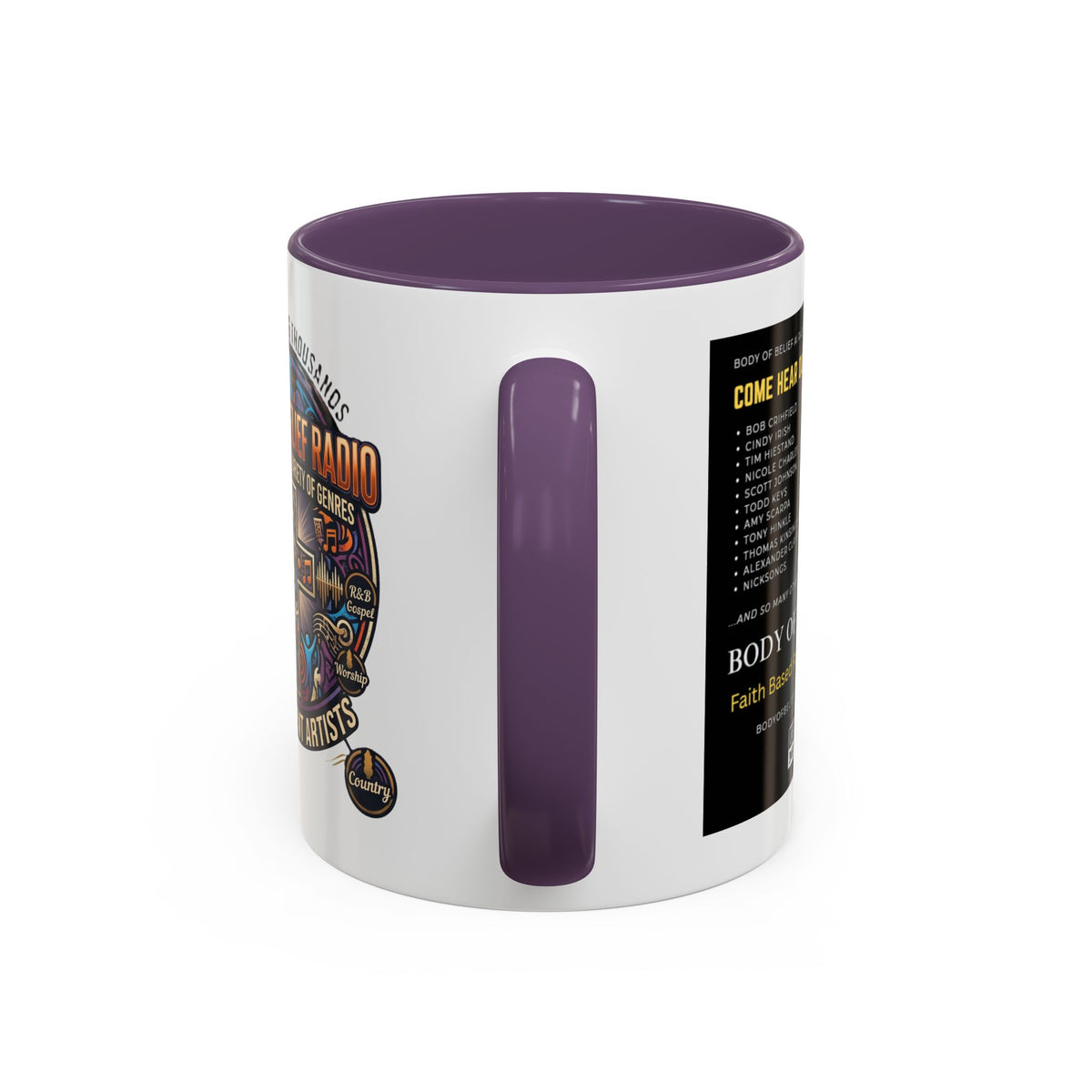 Accent Coffee Mug — "Body of Belief Radio" Gospel Music Ceramic Mug (11/15oz)