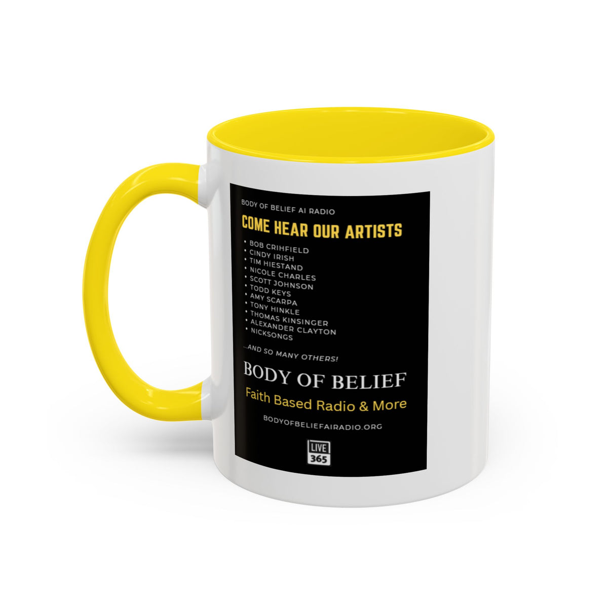 Accent Coffee Mug — "Body of Belief Radio" Gospel Music Ceramic Mug (11/15oz)