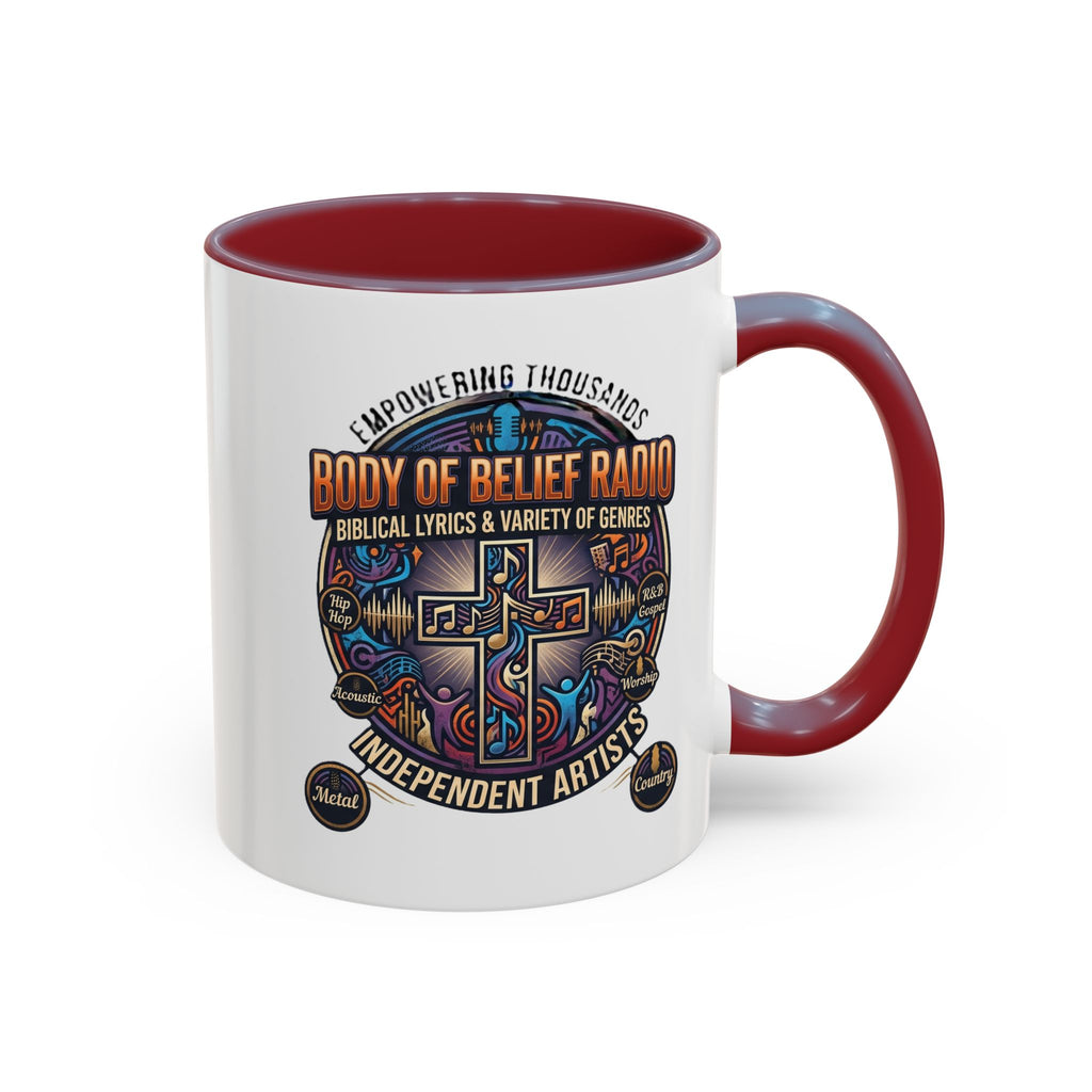 Accent Coffee Mug — "Body of Belief Radio" Gospel Music Ceramic Mug (11/15oz)