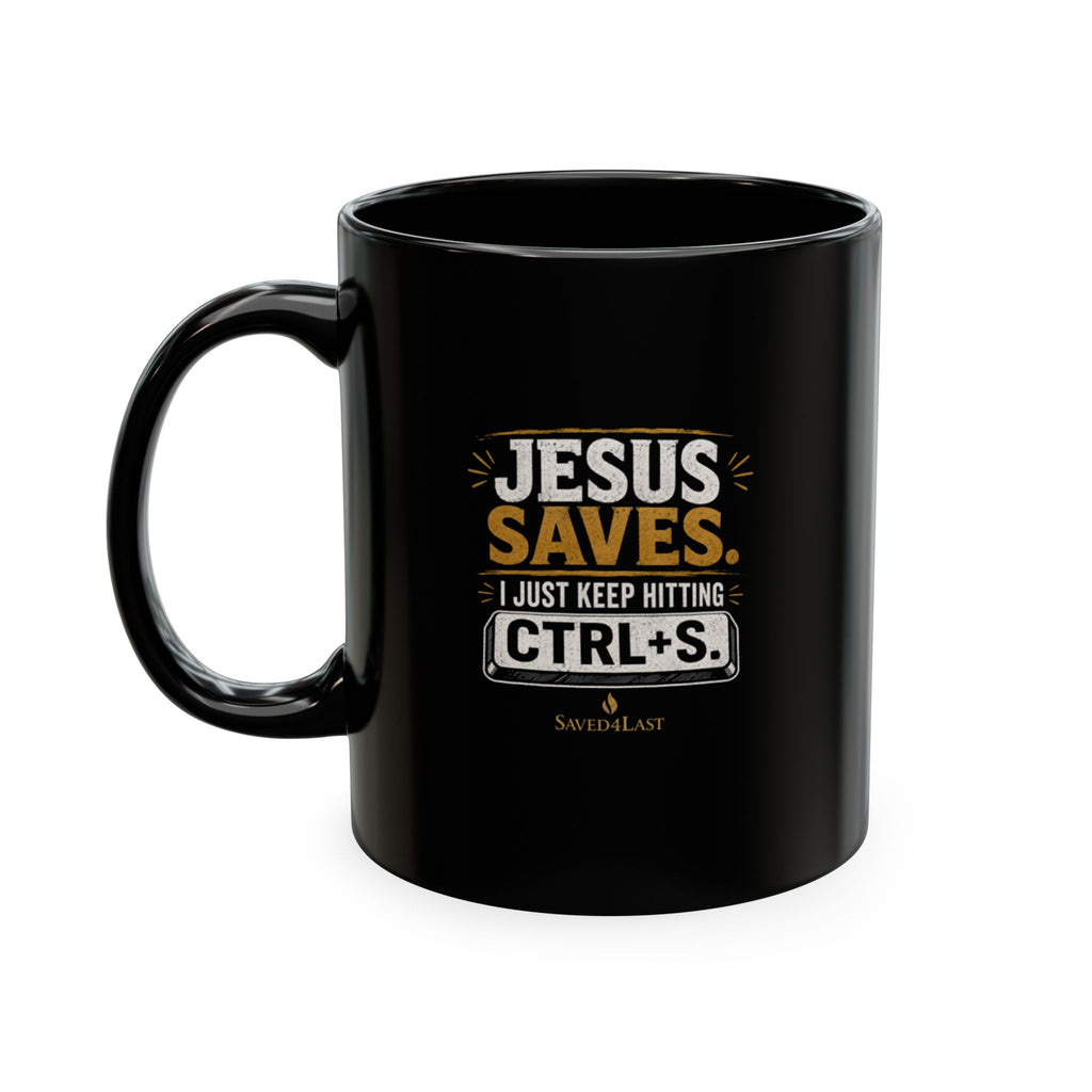 Jesus Saves Logo Ceramic Mug — Branded Coffee Cup