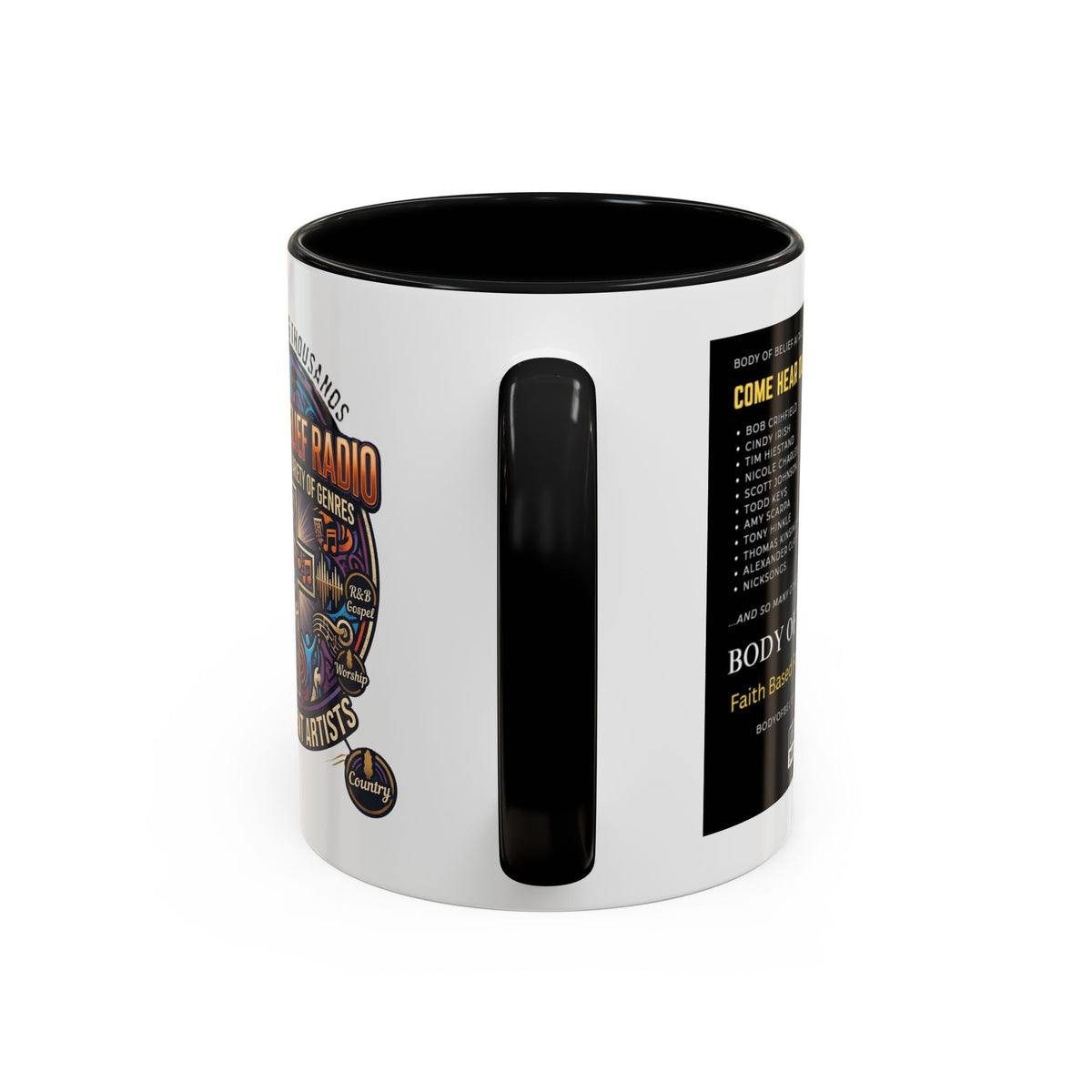 Accent Coffee Mug — "Body of Belief Radio" Gospel Music Ceramic Mug (11/15oz)