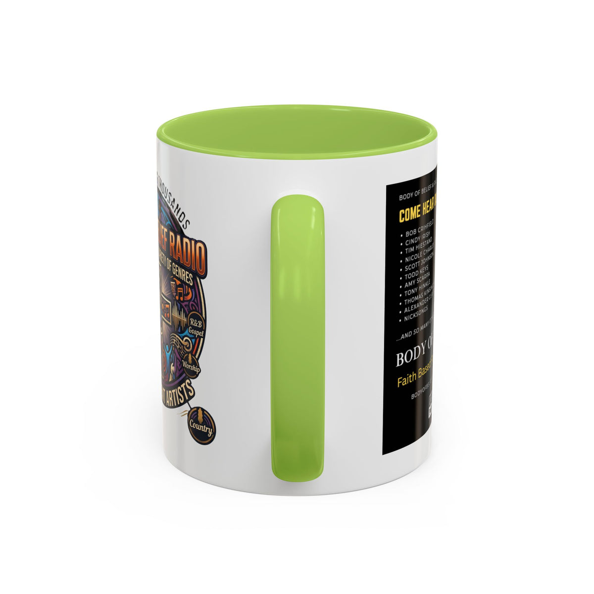 Accent Coffee Mug — "Body of Belief Radio" Gospel Music Ceramic Mug (11/15oz)