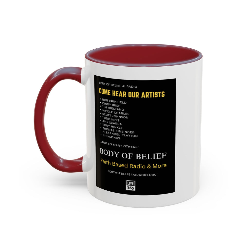 Accent Coffee Mug — "Body of Belief Radio" Gospel Music Ceramic Mug (11/15oz)