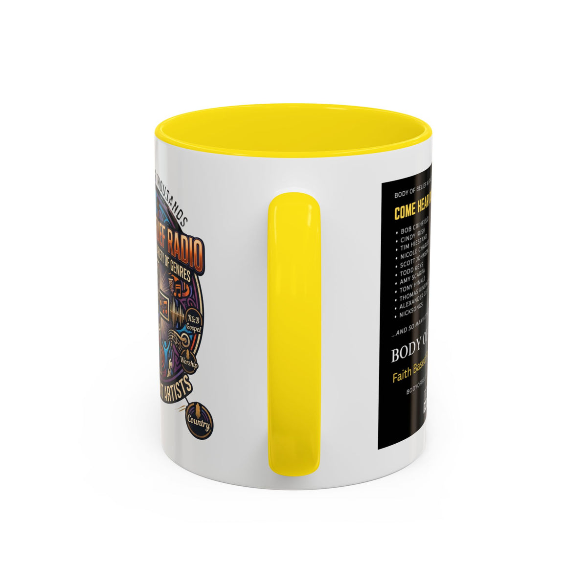 Accent Coffee Mug — "Body of Belief Radio" Gospel Music Ceramic Mug (11/15oz)