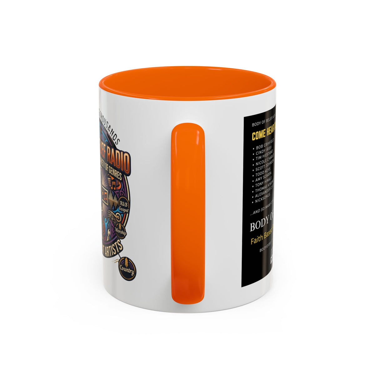 Accent Coffee Mug — "Body of Belief Radio" Gospel Music Ceramic Mug (11/15oz)