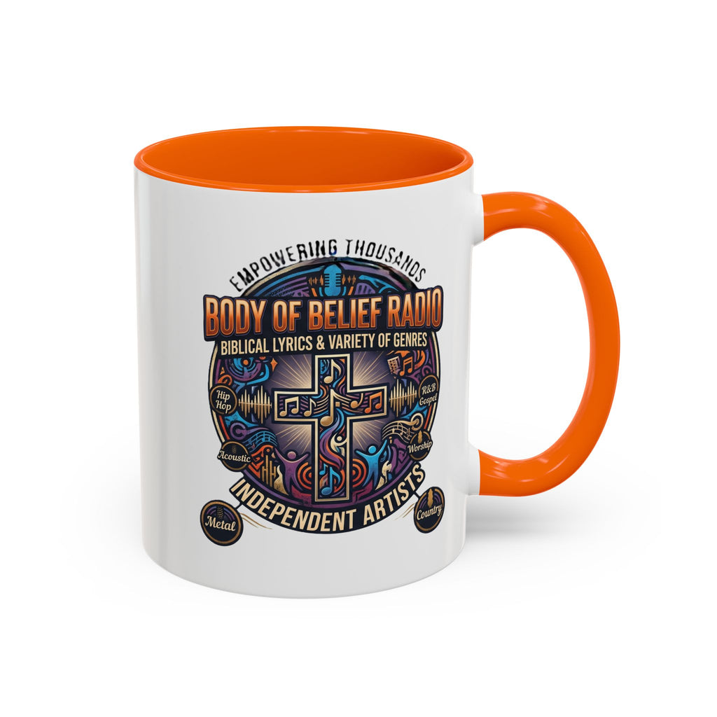 Accent Coffee Mug — "Body of Belief Radio" Gospel Music Ceramic Mug (11/15oz)