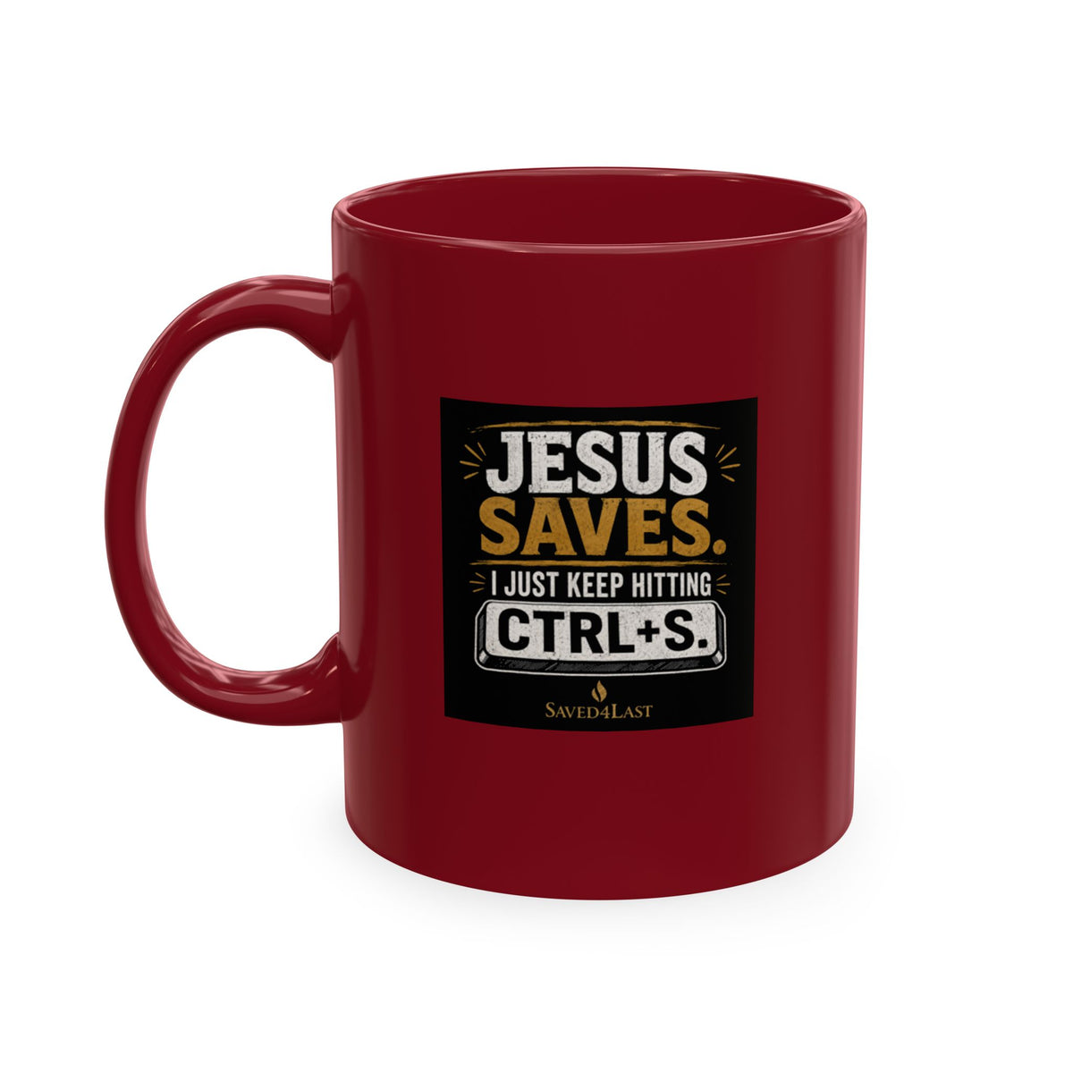Jesus Saves Logo Ceramic Mug — Branded Coffee Cup