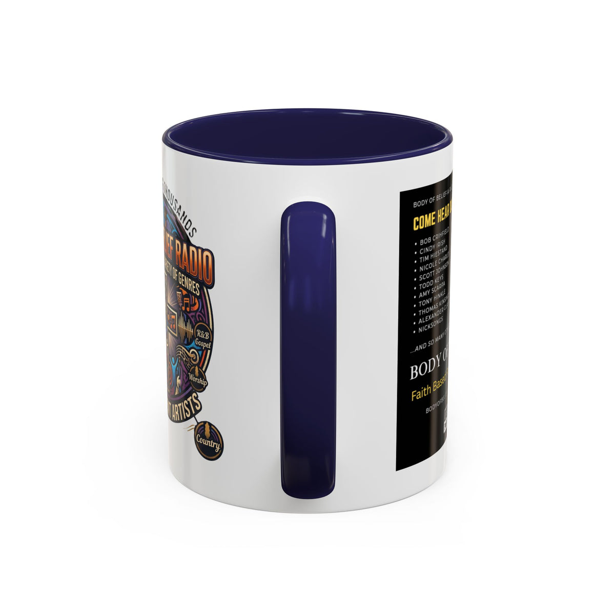Accent Coffee Mug — "Body of Belief Radio" Gospel Music Ceramic Mug (11/15oz)