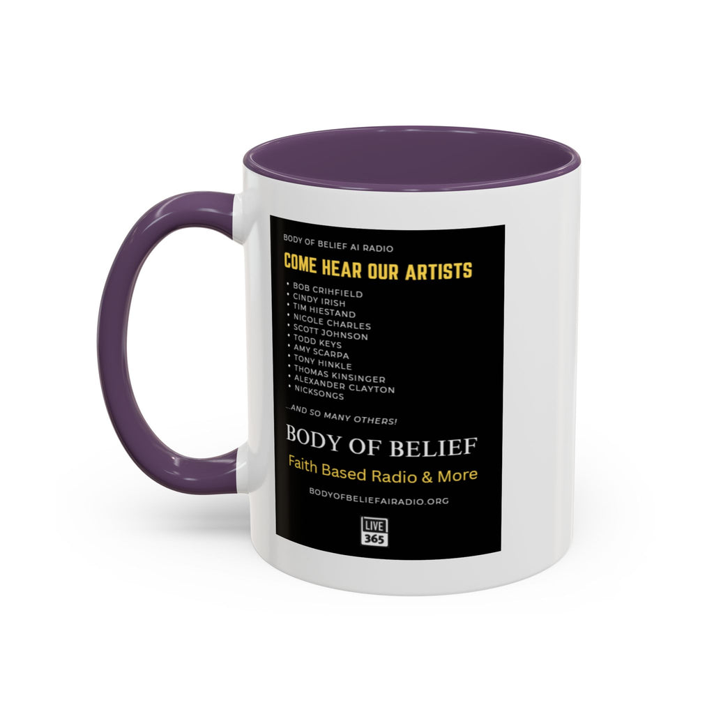 Accent Coffee Mug — "Body of Belief Radio" Gospel Music Ceramic Mug (11/15oz)