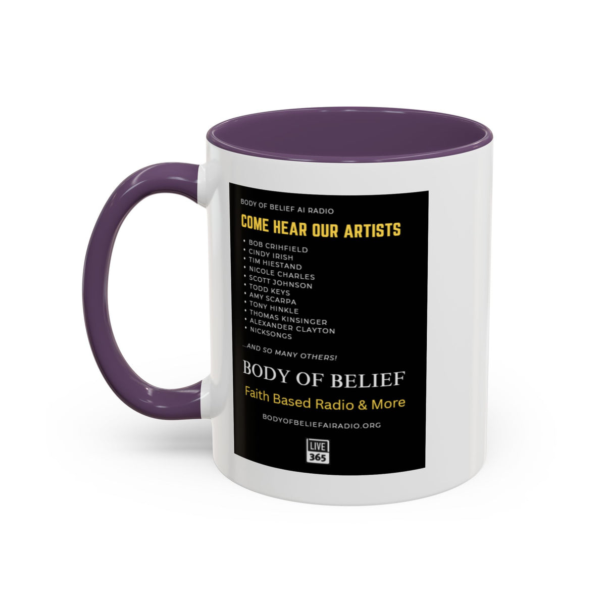 Accent Coffee Mug — "Body of Belief Radio" Gospel Music Ceramic Mug (11/15oz)