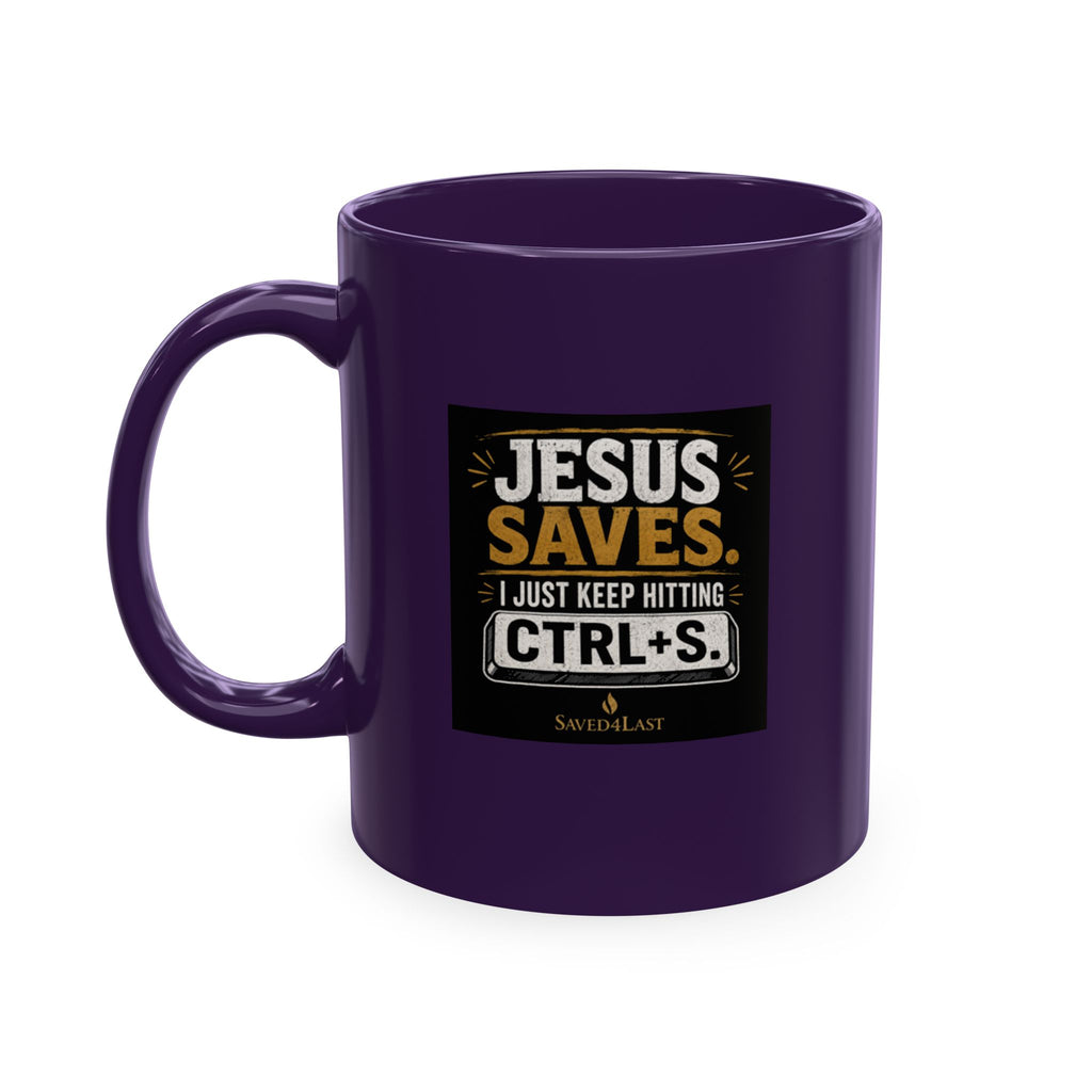 Jesus Saves Logo Ceramic Mug — Branded Coffee Cup