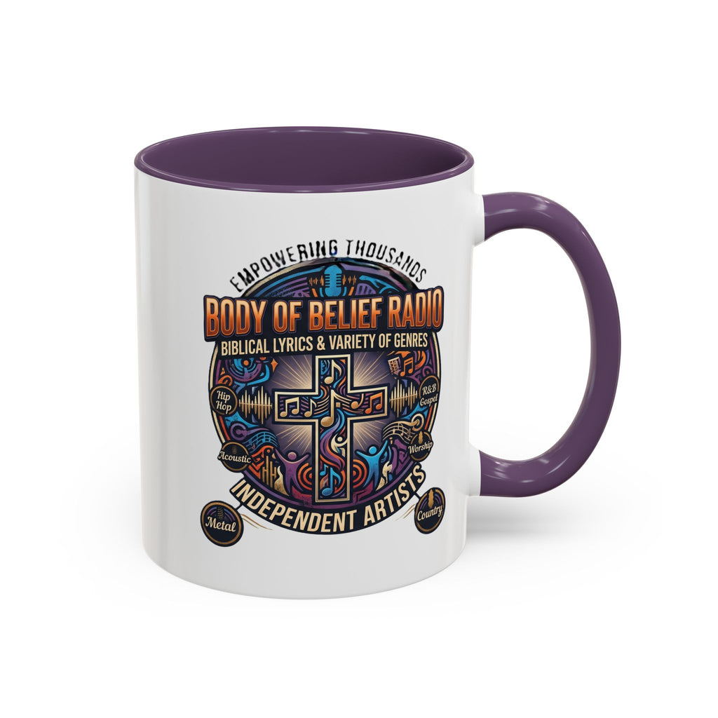 Accent Coffee Mug — "Body of Belief Radio" Gospel Music Ceramic Mug (11/15oz)